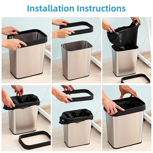 2 Pack Stainless Steel Trash Can 3 Gallon, Open Top Trash Can, Rectangle - Image 8