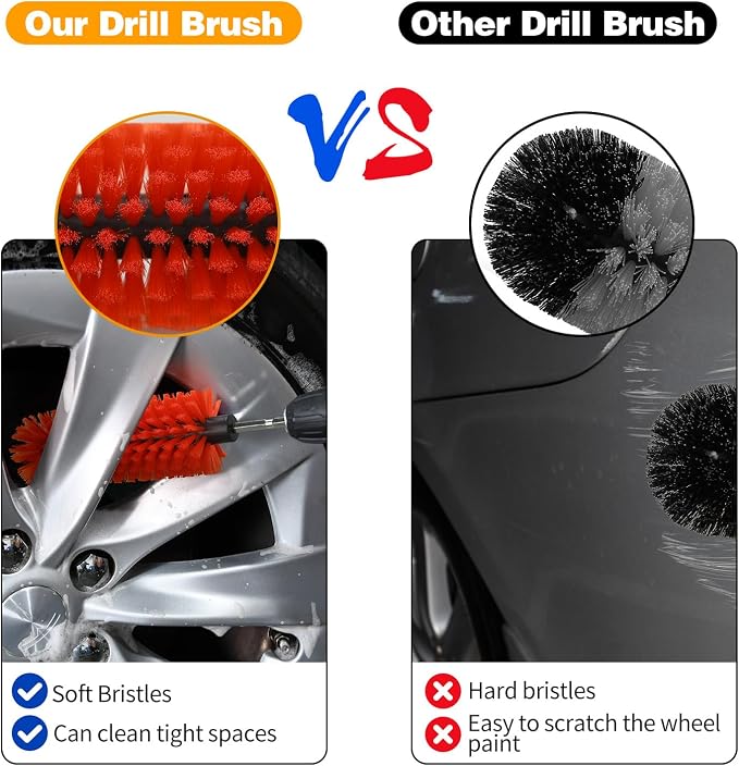 Drill Brush for Car Wheel and Bottle, Highly Dense and Durable Car Cleaning - Image 3