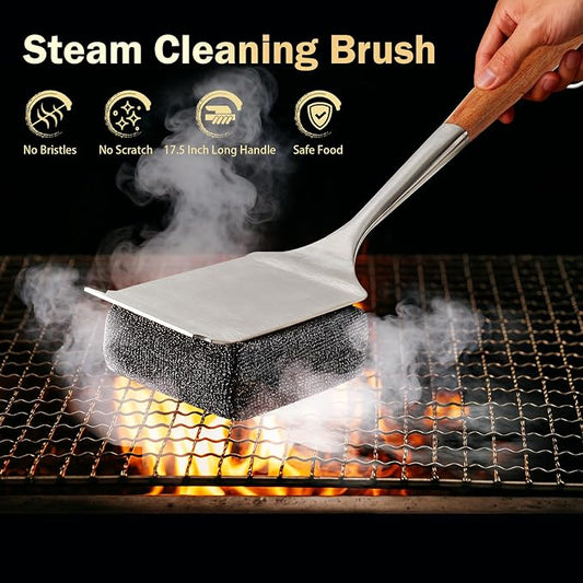 GrillChef Bristle Free Grill Brush, BBQ Steam Cleaning Brush - Image 2
