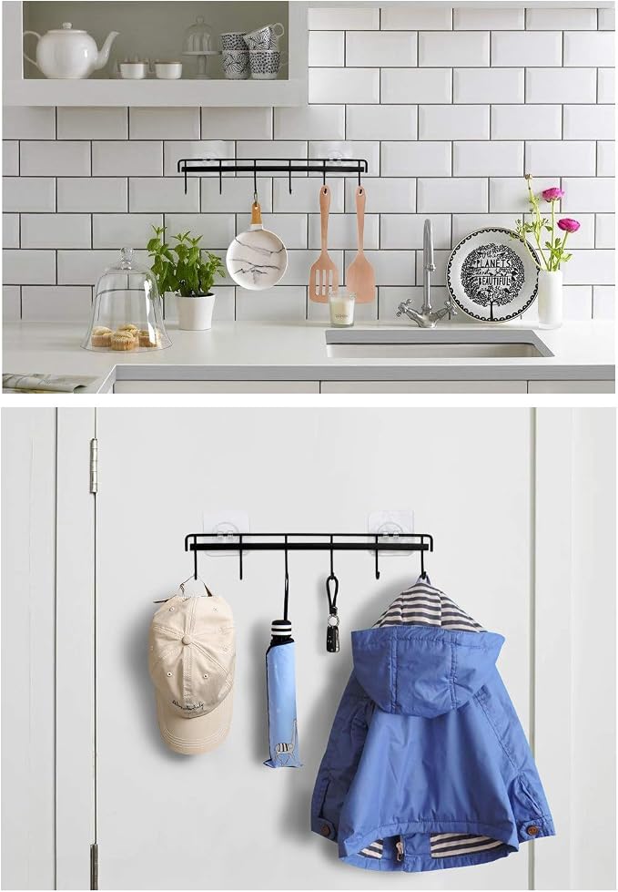 YiZhi Adhesive Wall Hooks Rack Kitchen Rail, Space Saving Utensil Holder No - Image 4