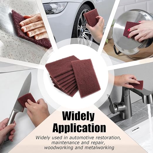 BokWin 6Pcs Red Scuff Pads Very Fine Grade General Purpose Sanding Hand Pads - Image 7
