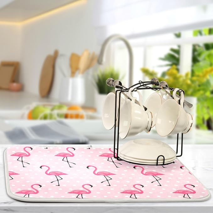 Tarity Cute Pink Flamingo Dish Drying Mat - Image 5