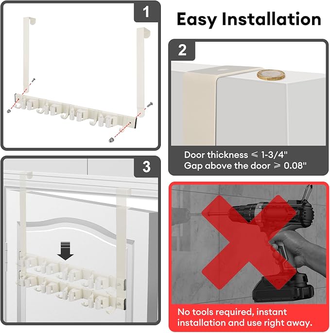Over Door Movable Broom and Mop Hanging Holder - Image 6