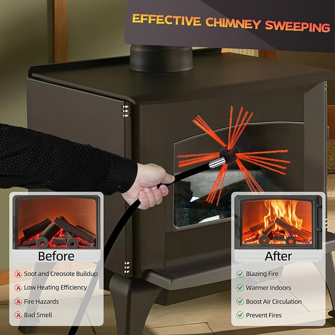 33 Feet Chimney Sweep Kit, Chimney Cleaning Kit - Image 5