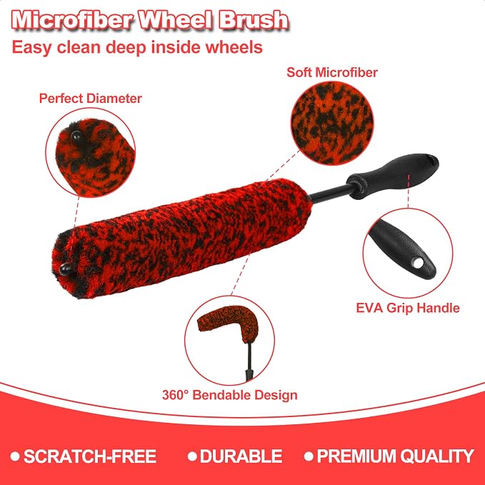 NIKCOSMK Wheel Brush, Wheel & Rim Cleaner Brush, Tire Brush, Wheel Cleaning - Image 2