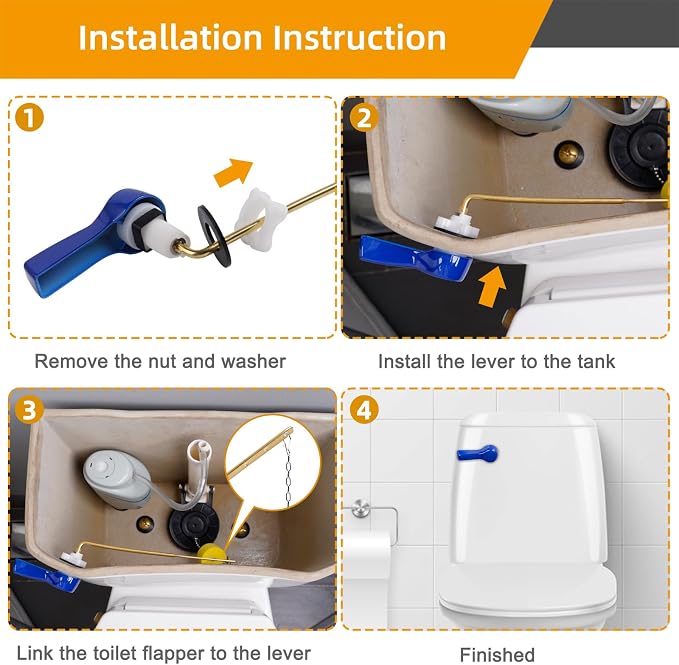 Hibbent Universal Metal Front Mount Toilet Handle Replacement Kit, Brass Toilet - Image 5