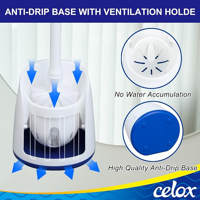 CELOX Toilet Bowl Brush and Holder, Compact Toilet Brush - Image 2