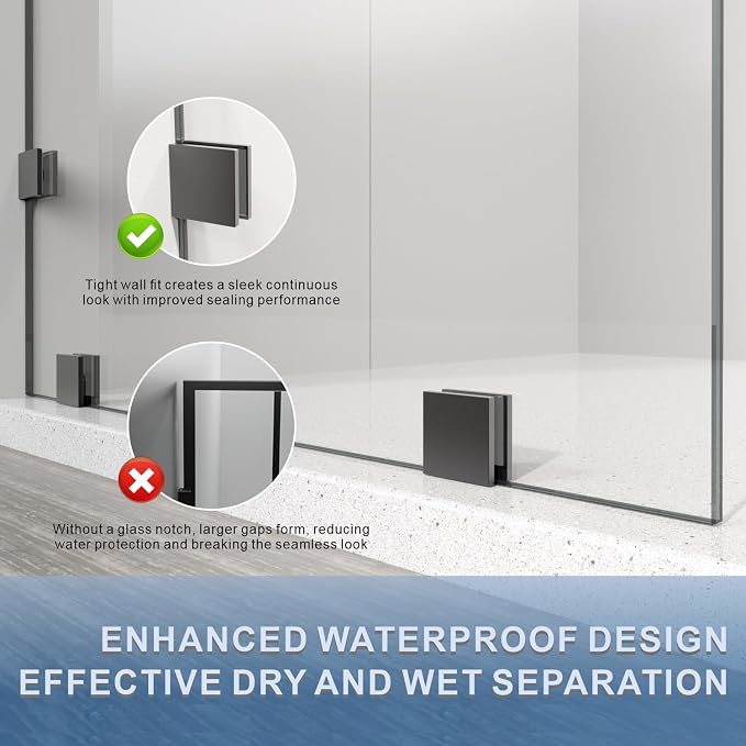 31" W ×80" H Shower Glass Panel, Frameless Fixed Glass Shower Panel - Image 8