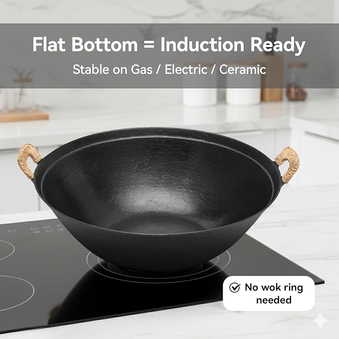 WANGYUANJI 14.2" Cast Iron Wok - Image 3