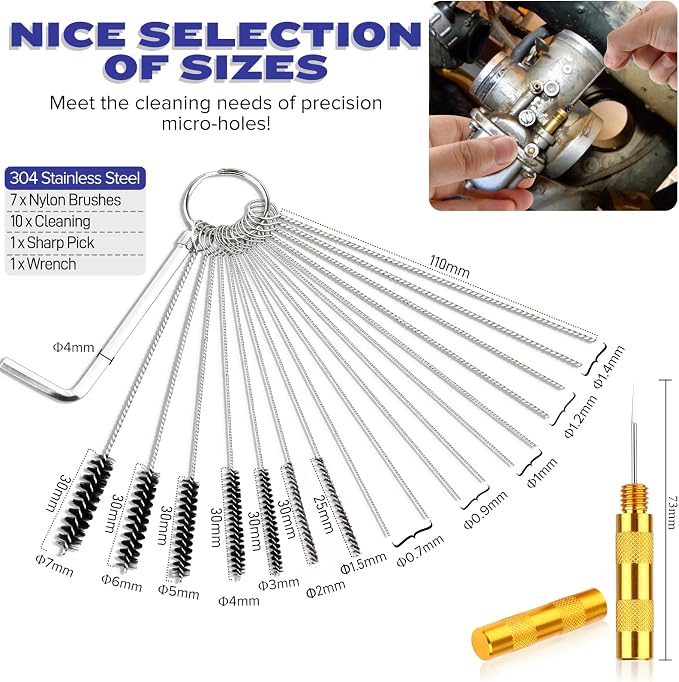 Valchoose Premium Torch Tip Cleaner, Stainless Steel Carburetor Cleaning Kit - Image 4