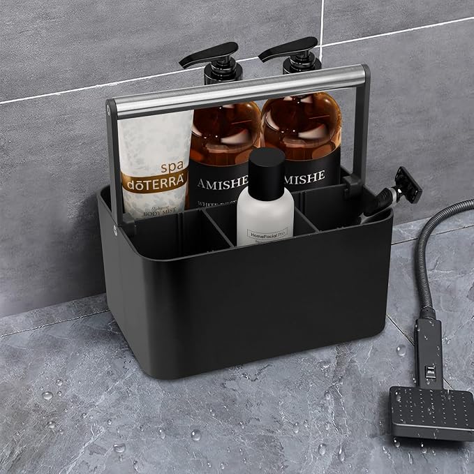 Black Shower Caddy Portable: Plastic Bathroom Caddy Countertop, Cleaning Caddy - Image 5