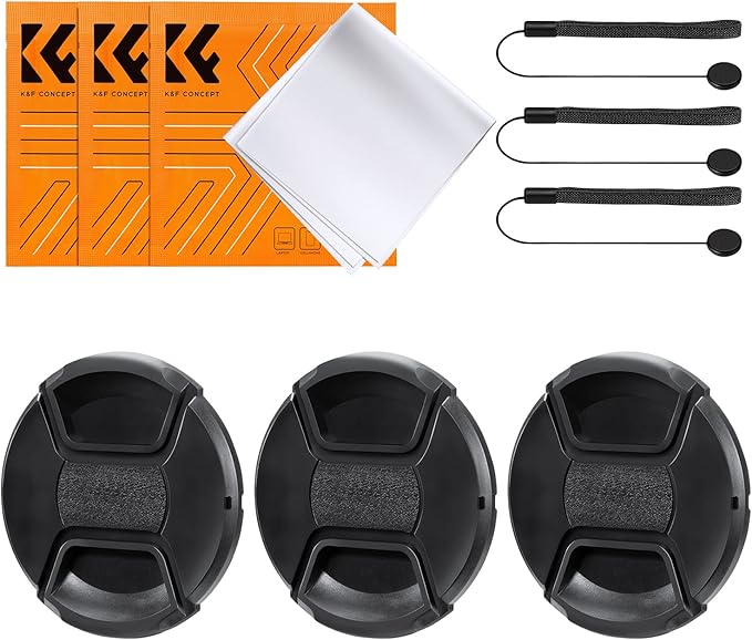 K&F Concept 55mm Lens Cap, 9-in-1 Center Pinch Lens Cover + Anti-Loss Keeper by KFCONCEPT