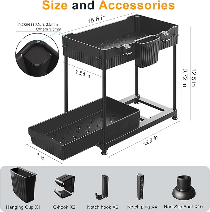 2 Pack Multi-Purpose Under Sink Organizers and Storage, 2026 Pull Out Cabinet - Image 6
