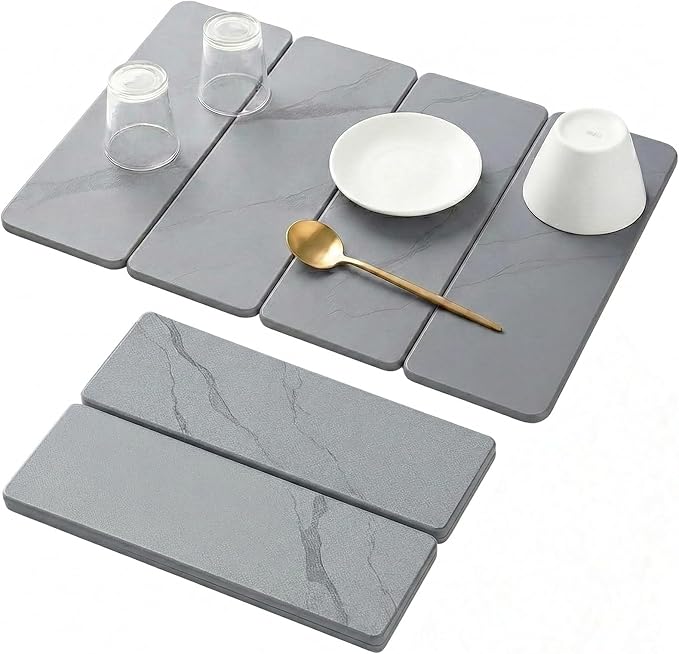Stone Drying Mat for Kitchen Counter, Foldable Diatomaceous Earth Dish Drying by Unknown
