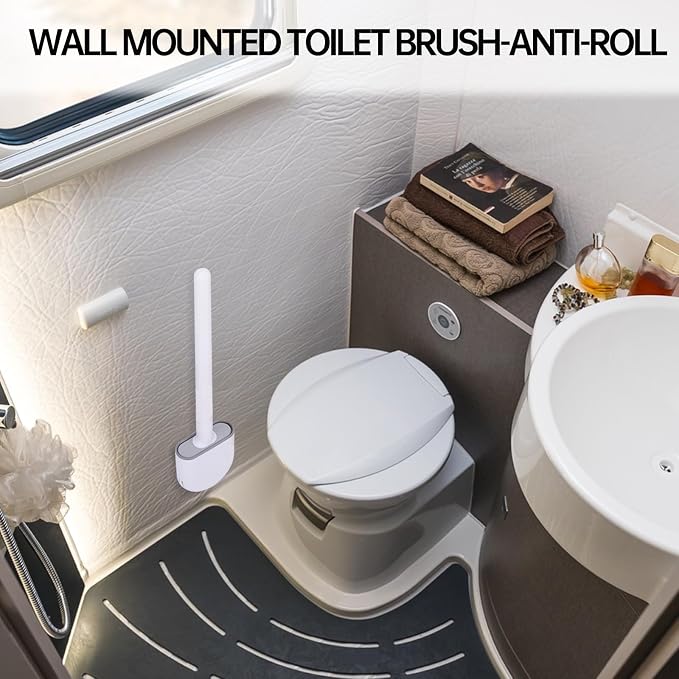 RV Toilet Bowl Brush, Toilet Brush Silicone Won't Damage Toilets, Wall Mounted - Image 5