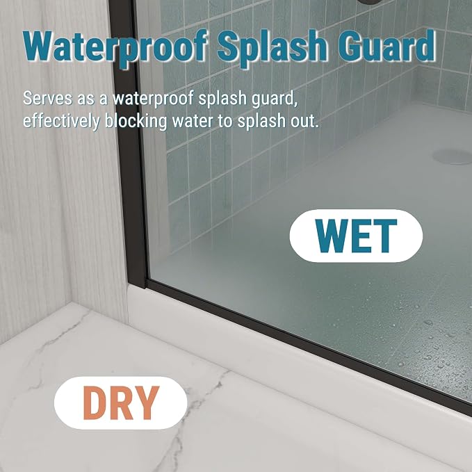 Sunrosa 24"×76" Bathtub Glass Panel, 8mm Thick Shower Screen, Matte Black - Image 3