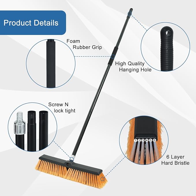 PBHEPJ 24 Inchs Push Broom Outdoor Heavy Duty, Shop Broom - Image 5