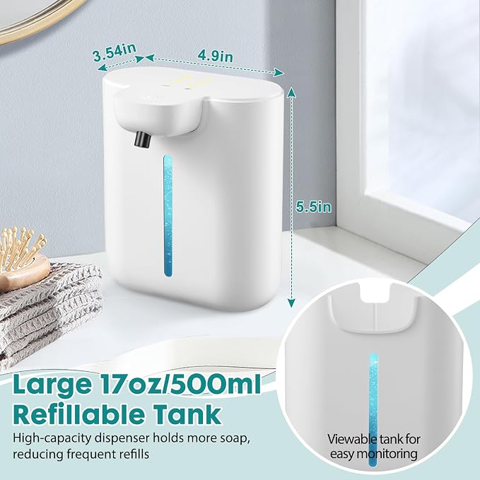 Automatic Soap Dispenser, 17oz/500ML Large Capacity Touchless Foaming Hand Soap - Image 2