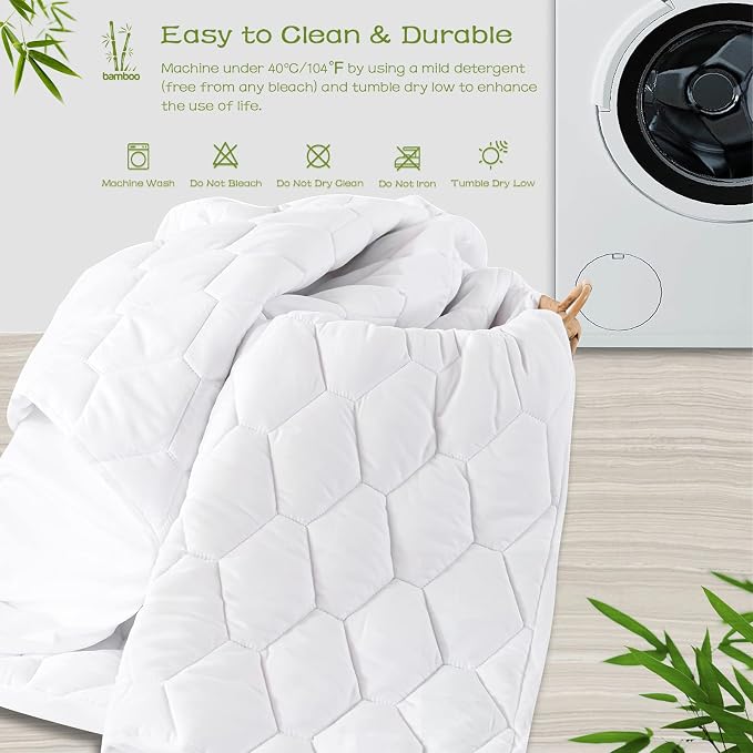 GRT Full Mattress Protector Waterproof, Rayon from Bamboo, Cooling Quilted - Image 6