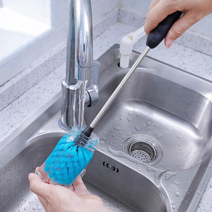 Stainless Steel Water Bottle Brush, Long Handle Scrubbing Brush, Built - Image 9