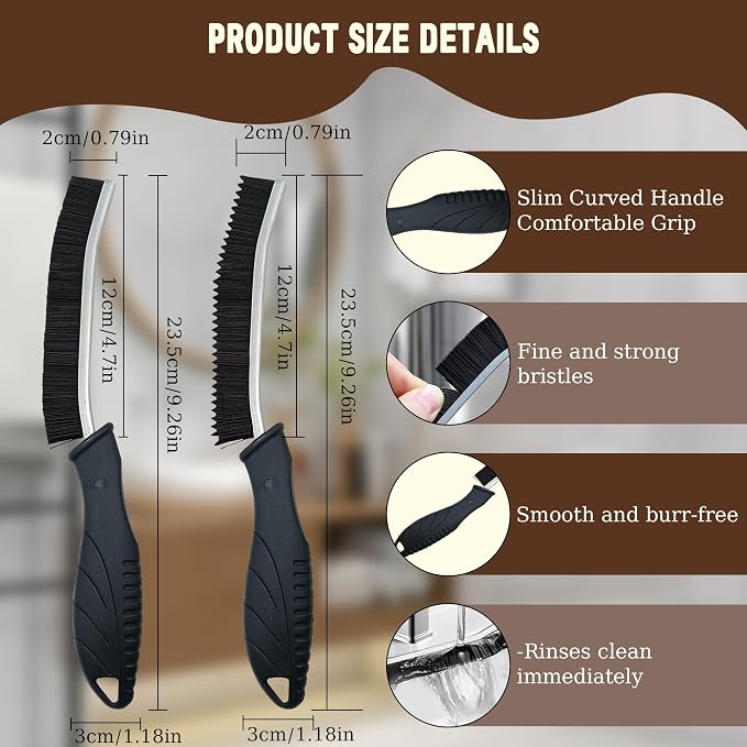 3Pcs Crevice Cleaning Brush Tool Grout Brush Cleaning Supplies, Home Essentials - Image 2