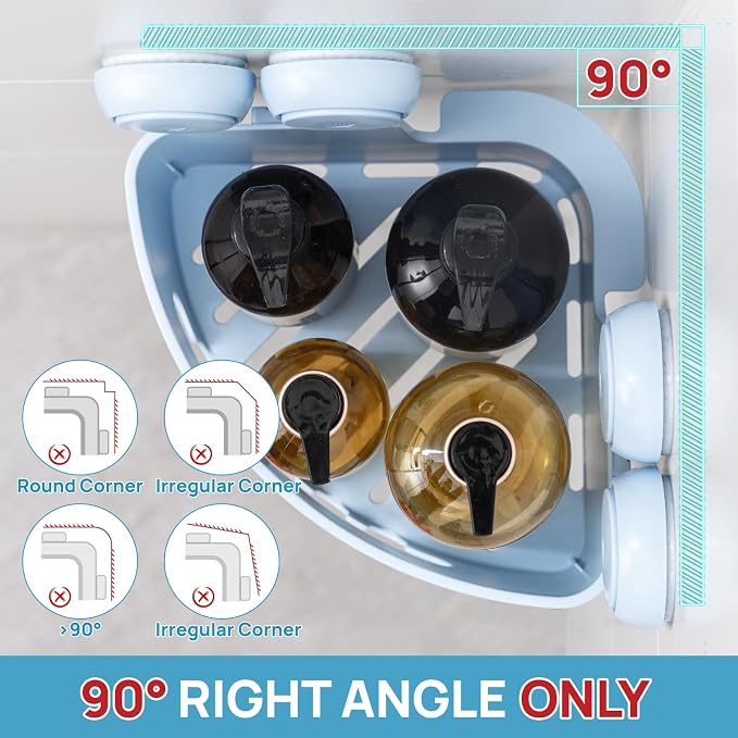LEVERLOC Corner Shower Caddy Suction Cup, Shower Caddy Basket Powerful Suction - Image 5