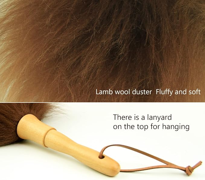 Lambswool Duster 14'' Length Solid Wooden Handle Leather Hang Strap - Image 3
