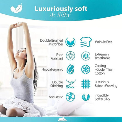DREAMCARE Twin XL Sheet Sets – 3pcs Cooling Sheets – up to 15” Deep Pocket Twin XL Sheets Set – Hotel Luxury Sheets & Pillowcases – Superior Softness 100% Fine Microfiber with Side Pocket – Navy Blue
