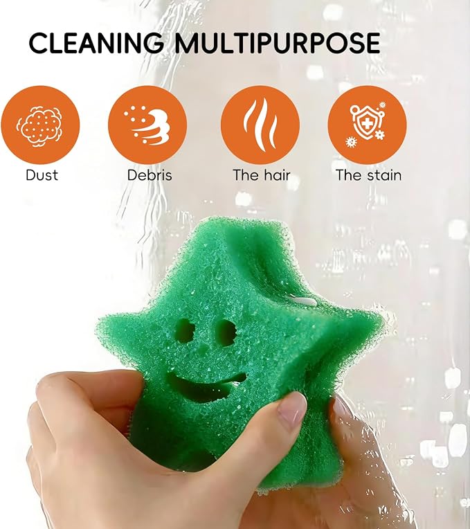 3pcs Functional Scrub Sponges Set, Dad Mom Daily Scrub Sponge Cute Animal Smile - Image 5