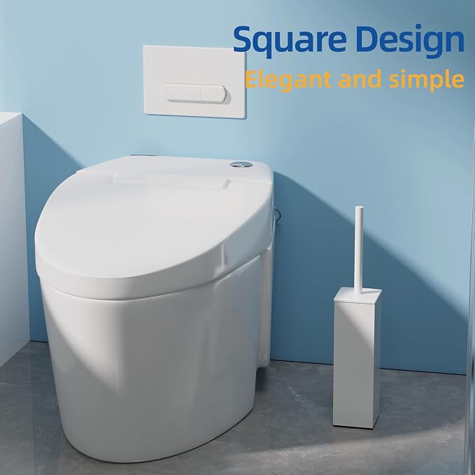 RUACQ Toilet Brush and Holder Set 2pcs, Square Toilet Bowl Brush - Image 2