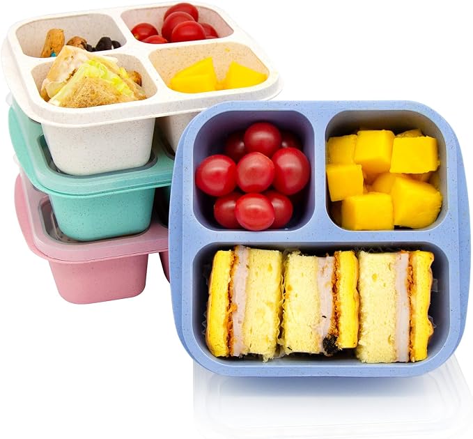 4 pack Bento Lunch Box, Snack Containers，Meal Prep Containers Kids/Toddle/Adults by Luriseminger