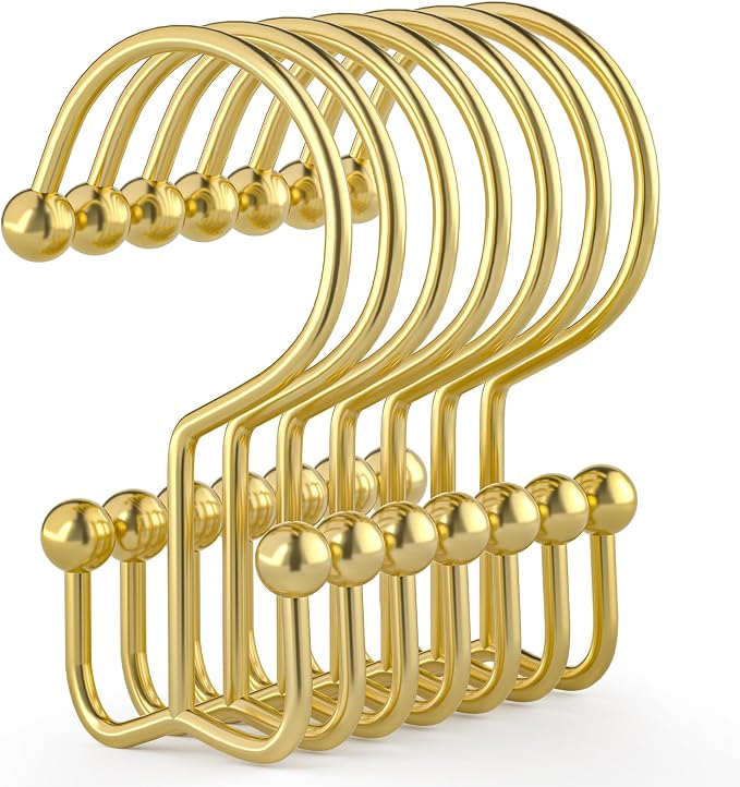Goowin Shower Curtain Hooks, Durable Gold Shower Curtain Hooks, Double Glide by Goowin