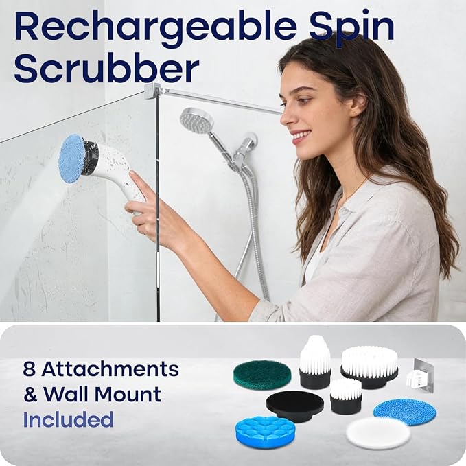 Electric Spin Scrubber for Cleaning, Adjustable Shower Brush - Image 7