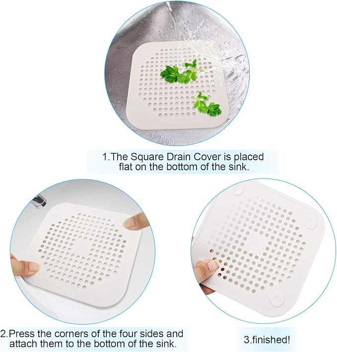 Square Drain Cover for Shower 5.7-inch TPR Drain Hair Catcher Flat Silicone - Image 7