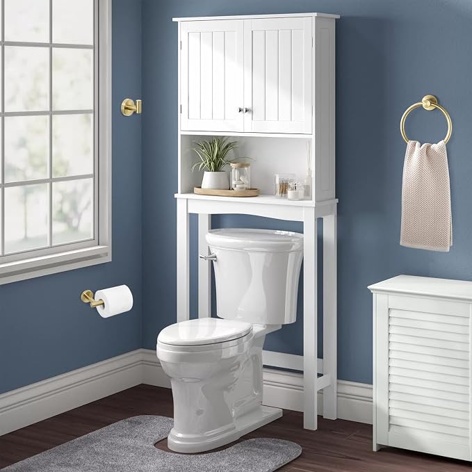 Gold Bathroom Hardware, Toilet Paper Holder Towel Ring and Robe Hook Brushed - Image 2