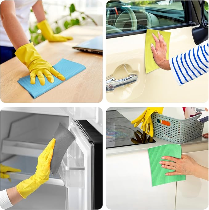Cleaning Rags Swedish Dishcloths, Cellulose Sponge Cloths Absorbent Wipes - Image 4