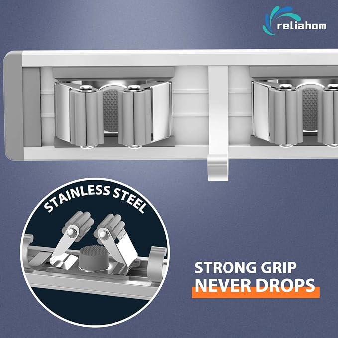 reliahom Broom Holder Wall Mount, 2 Pack 5 Racks - Image 3
