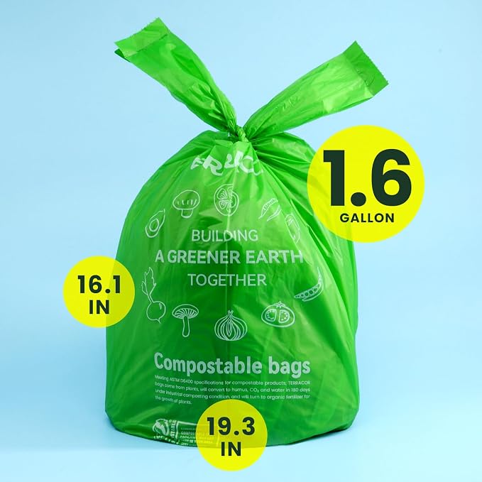 1.6 Gallon Compostable Food Scrap Bags Handle Tie - Image 6