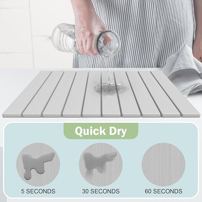 Stone Dish Drying Mat for Kitchen Counter, Versatile Stone Drying Mats for Cups - Image 2