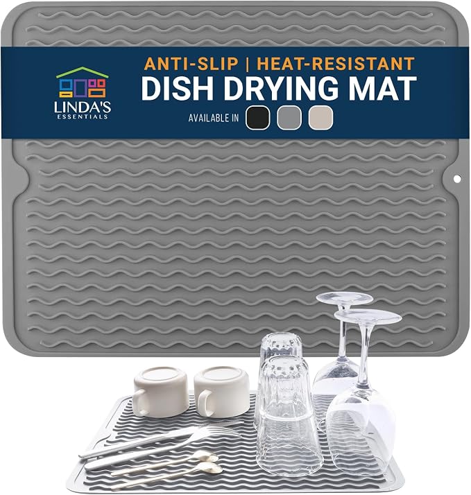 Silicone Dish Drying Mat for Kitchen Counter by LindasEssentials