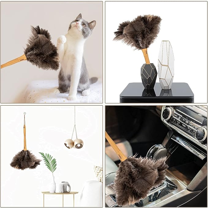 Genuine Ostrich Feather Duster, 16 inch Gray Ostrich Feather Duster - Image 6