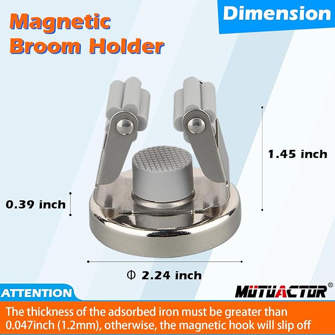 MUTUACTOR Magnetic Broom Holders, 10lbs No Drilling Anti-broken Magnetic Hooks - Image 5