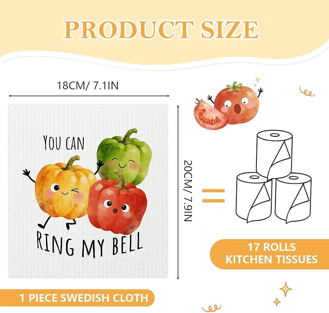 5 Pack Mixed Vegetable Swedish Kitchen Dishcloths Dish Towels, Colorful - Image 4