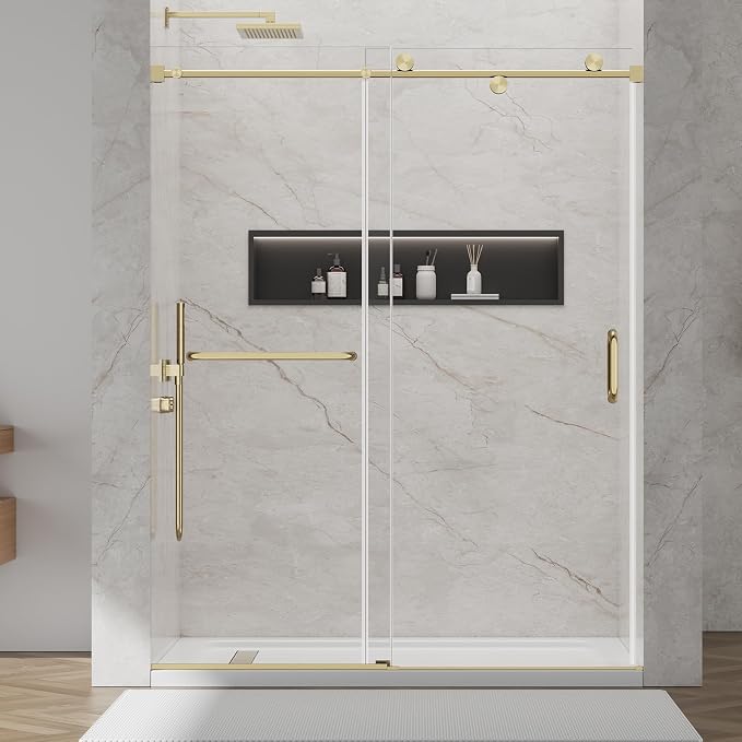 56-60" W x 76" H Frameless Sliding Shower Door, Frameless Shower Door, Shower - Image 2