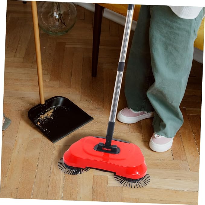 Multi-Function 3-in-1 Hand Push Sweeper Broom Dustpan Trash Bin Adjustable - Image 3