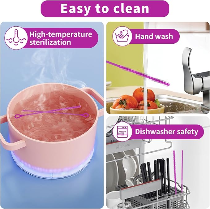 2Pcs Silicone Straw Cleaner Brush, 9.84in Reusable Straw Cleaner - Image 5
