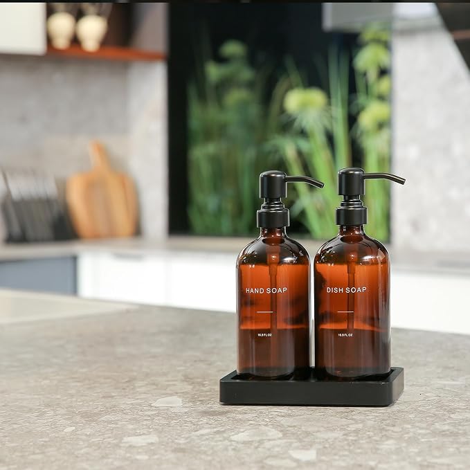 Amber Soap Dispenser Set, Soap Dispenser - Image 3