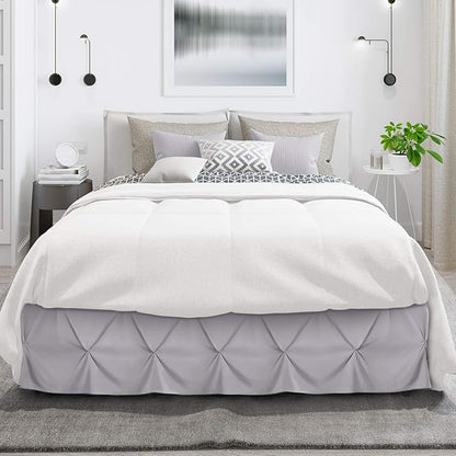 Nestl Grey Lavender Bed Skirt Full Size, Pinch Pleat Full Bed Skirt, 14" Inch Drop Full Bedskirt, Hotel Quality Grey Lavender Bed Skirts, Premium Microfiber Grey Lavender Full Bed Skirt
