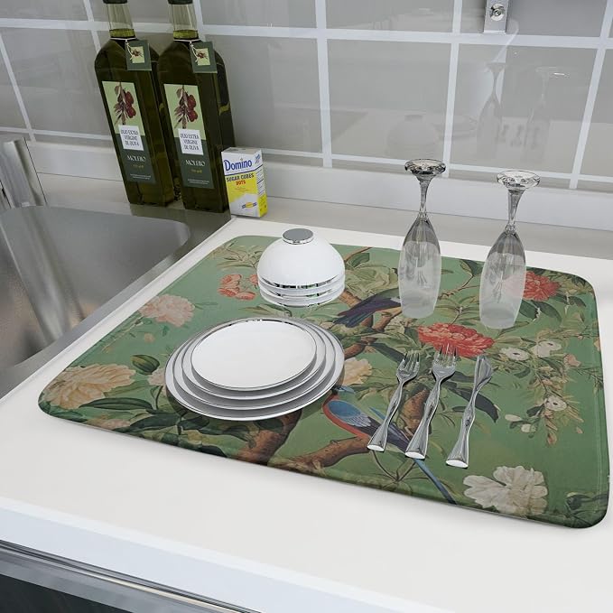Khope Green Chinoiserie Dish Drying Mat - Image 6