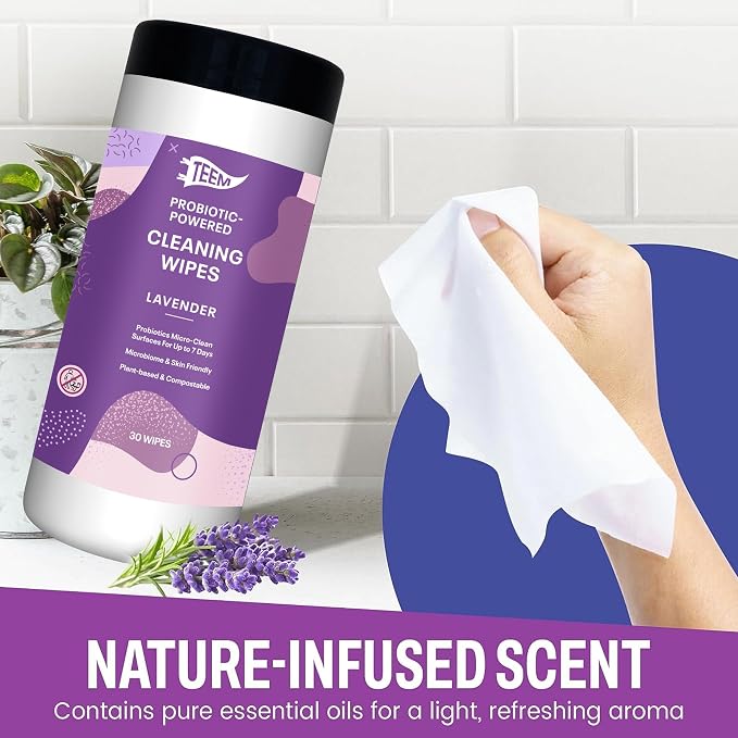 Probiotic Cleaning Wipes with Lavender Essential Oil, Microcleans Surfaces - Image 8